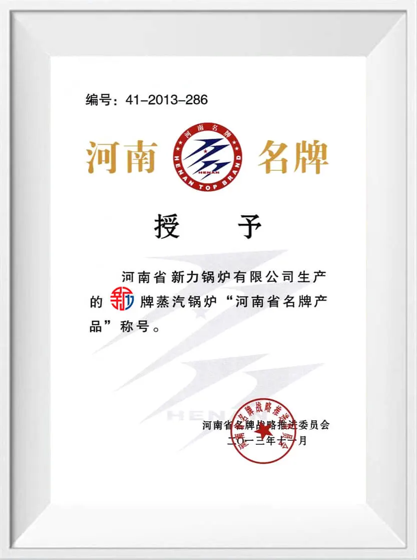 新力锅炉荣誉证书3